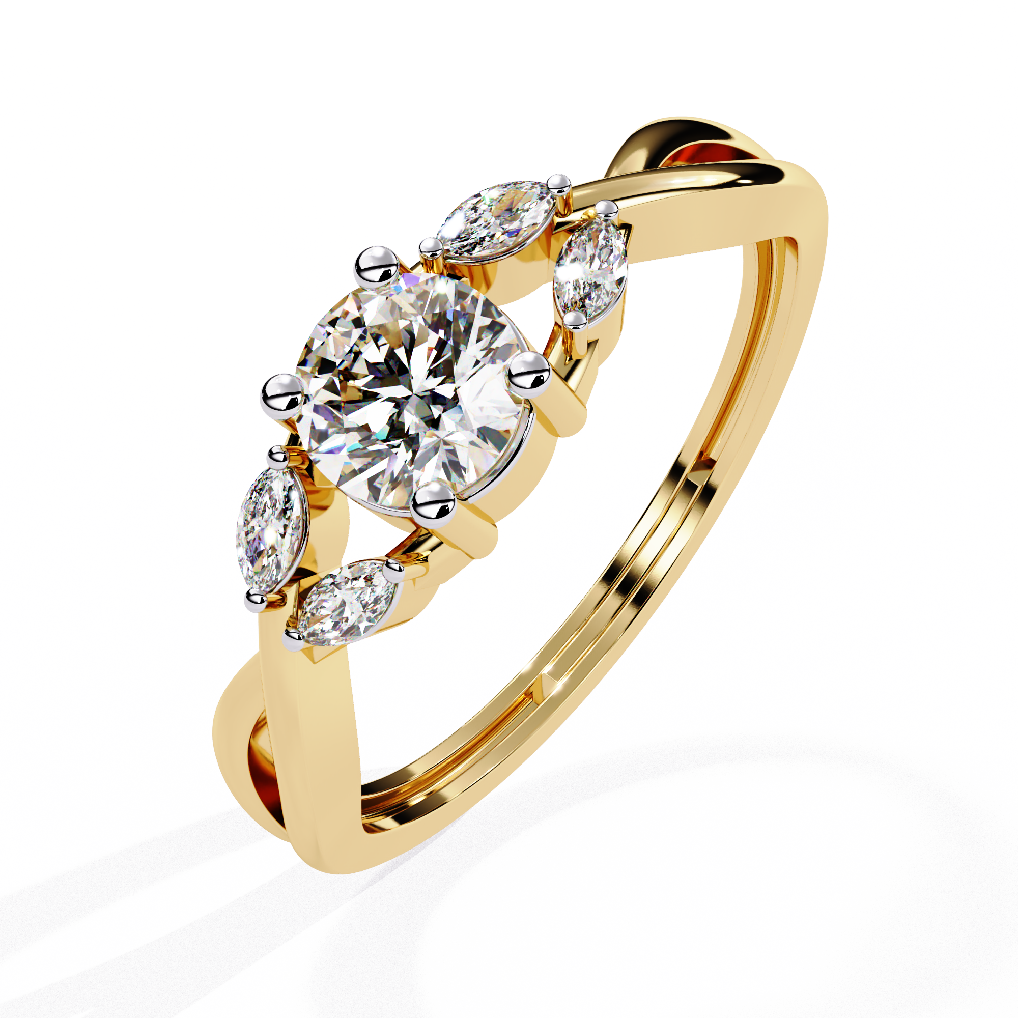 Solitairekart – 0.56 ct Infinity Twist Lab Diamond Ring 14K Yellow Gold
